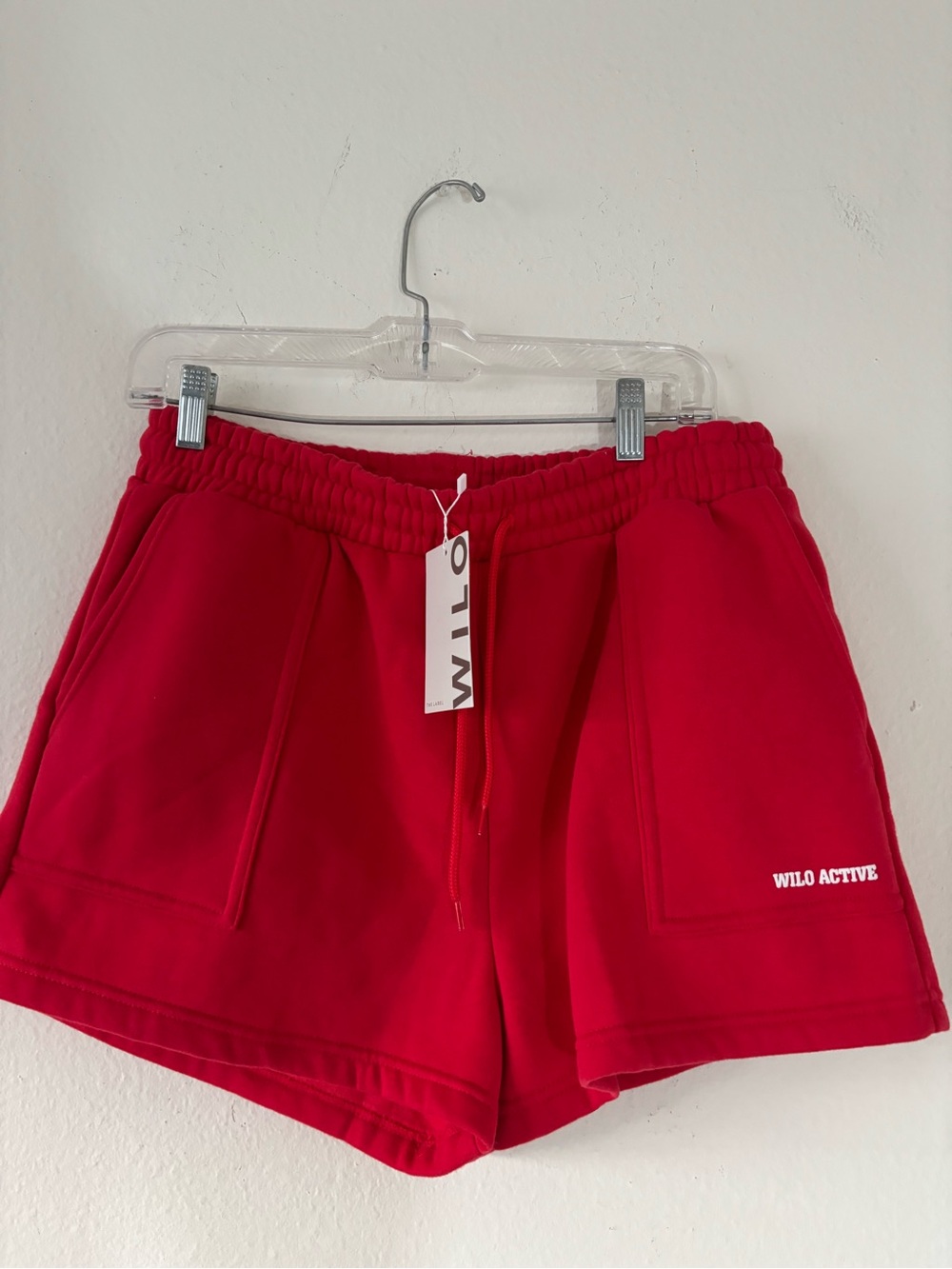 Red Wilo Active shorts Funnel Neck Jumper Short RED NWT